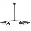 Luminaire suspendu horizontal Emma de Dainolite en verre blanc, avec fini noir mat et 4 ampoules