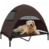 PawHut Lit pour Chien Sureleve avec Toile, Lit pour Animaux avec Cadre en Acier, Maille Respirante Lavable, Parfait pour Camping & Jardin, 106 x 76 x 99 cm, Marron