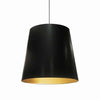 Grand luminaire suspendu de Dainolite avec très grand abat-jour cylindrique noir et doré, et 1 ampoule