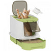 Bac a Litiere pour Chat avec Couvercle, Pelle, Espace Ferme, Vert