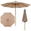 Costway Parasol de patio 9 FT avec hauteur reglable, levage par poulie a corde, dessus ventile pour plage Kaki Tan