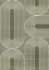 Carpette moderne Forte verte et blanche à motif d’arches géométriques - 7 pi 9 po x 10 pi 6 po