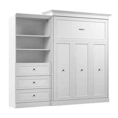 Bestar Versatile Queen Murphy Bed and Closet Organizer with Drawers (103 W) - White|Grand lit escamotable Versatile de Bestar de 103 po (L) avec organisateur de garde-robe et tiroirs - blanc