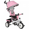 Qaba Tricycle Pour Tout-petits, Poussette De Velo 2 En 1 Pour Bebe Avec Auvent Pliable, Panier De Rangement, Harnais De Securite A 5 Points, Tricycle Pour Enfants De 1 A 5 Ans, Rose