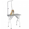 Pawhut Table De Toilettage Pour Petits Chiens, Table De Toilettage Pliable Pour Chiens Et Chats Avec Bras Reglable, Surface Antiderapante, Gris