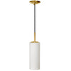 Luminaire suspendu Paza de Dainolite en verre blanc, avec fini laiton vieilli et 1 ampoule
