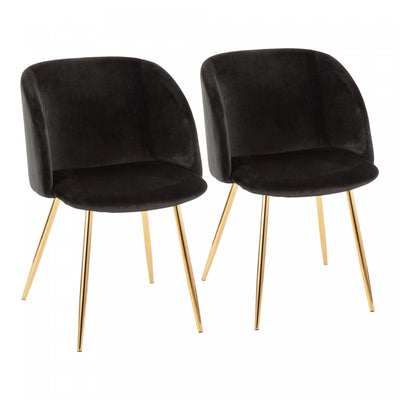 LumiSource Fran Black Velvet Contemporary Dining Chair - Set of 2|Chaise de salle à manger contemporaine Fran en velours noir - ensemble de 2