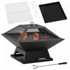 Outsunny Foyer exterieur, foyer a bois avec grill, pare-etincelles