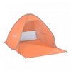 Abri De Plage Tente De Plage Pliable Pop-up Automatique Instantane Protection Uv Fenetre Arriere Grand Tapis De Sol Orange