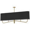 Lustre horizontal Eleanor de Dainolite avec abat-jour noir et blanc, avec fini laiton vieilli et 4 ampoules