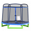 Outsunny Trampoline Pour Enfants De 2.1 M Avec Filet De Securite, Jouet De Gymnastique A Ressort Durable Avec Fermeture A Glissiere Robuste Et Revetement Rembourre, Bleu