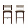 Tabouret de bar moderne en bois Patricia avec revetement en lin - Lot de 2