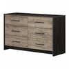Londen Commode 6 Tiroirs - Noir Antique Et Chene Vieilli