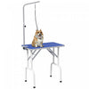 Pawhut Table De Toilettage Pour Petits Chiens, Table De Toilettage Pliable Pour Chiens Et Chats Avec Bras Reglable, Surface Antiderapante, Bleu