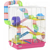 PawHut Cage pour hamster a 5 niveaux, portable, rose