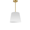 Petit luminaire suspendu de Dainolite avec très grand abat-jour cylindrique effilé blanc et 1 ampoule