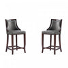 Tabouret de bar en bois traditionnel Emperor avec assise rembourree, graphite – Lot de 2