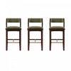 Tabouret de bar moderne en bois Patricia avec revetement en tissu vert tortue - Lot de 3
