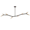 Luminaire suspendu horizontal Morgan de Dainolite avec fini noir mat et laiton vieilli et 8 ampoules