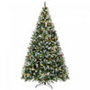 HOMCOM Sapin de Noel enneige 274 cm pre-eclaire, LED bicolores, avec telecommande