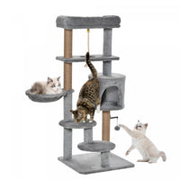 Pawhut Arbre A Chat, Tour A Chat A Plusieurs Niveaux De 47 Po Avec Griffoir, Hamac, Condo Pour Chat,