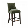 Tabouret de comptoir moderne en chenille Beever avec structure en bois, vert foret
