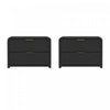 Table de nuit moderne Grace 28\" en noir et or (2 tiroirs) - Lot de 2