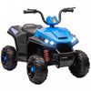 Qaba Voiture Electrique 12 V Pour Enfants, Quad Pour Enfants Alimente Par Batterie Avec Suspension A Ressorts A Quatre Roues, Avant Et Arriere, Lumiere Led, Mp3, Musique, Bleu