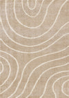 Tapis Fairmont aux lignes courbes creme taupe, 5'3\" x 7'7\"