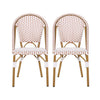 Chaises de bistrot francaises Julien en rotin synthetique et aluminium, lot de 2 - blanc et rouge