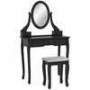 HOMCOM Ensemble coiffeuse en bois, coiffeuse avec miroir rotatif a 360°