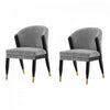 Chaise de salle a manger Ola en bois moderne avec revetement en chenille grise - Lot de 2