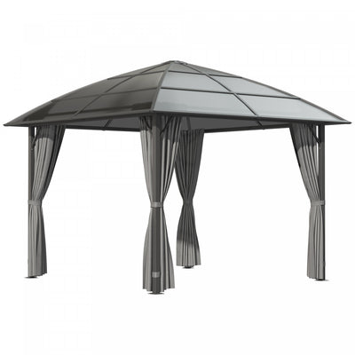 Outsunny 10' X 10' Outdoor Gazebo Canopy, Hardtop Gazebo With uv60+ Polycarbonate Roof, Solid Steel |Outsunny Auvent De Tonnelle D'exterieur 10' X 10', Tonnelle A Toit Rigide En Polycarbonate Uv60+, Ca