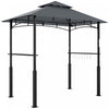 Outsunny Gazebo Grill 8' X 5', Abri Bbq Avec Lumiere Led, Gris Fonce