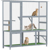 Catio exterieur pour chats, maison en bois de 196 cm avec toit