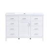 Resina Meuble-Lavabo Simple 48 po avec Vasque en Resine et 6 Tiroirs, Blanc