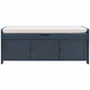 Banc De Rangement Olivia En Pin Avec Meuble A Chaussures 3 Portes Et Compartiment Cache, Bleu Marine Antique
