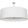 Luminaire suspendu Helena de Dainolite de 30 po de diamètre avec abat-jour blanc qui diffuse la lumière, fini chromé poli et 4 ampoules