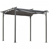 Outsunny 10' Pergola Retractable Structure Metal Epoxy Anticorrosion Noire + Toile Polyester Haute D