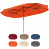 Costway Parasol de patio extra-large de 15,5 pieds avec lumieres solaires LED et 12 baleines robustes orange