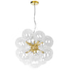 Lustre Comet de Dainolite en verre transparent, avec fini laiton vieilli et 6 ampoules