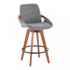 Tabouret de style du milieu du 20e siècle Cosmo de hauteur comptoir en tissu - noyer et gris