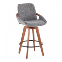 Tabouret de style du milieu du 20e siècle Cosmo de hauteur comptoir en tissu - noyer et gris