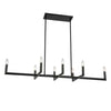 Lustre horizontal Nora de Dainolite avec fini noir mat et 8 ampoules