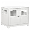 Pawhut Cage Pour Chien En Bois Avec Fenetres Multi-usage Portes Verrouillables Base Surelevee Pour Chiens De Petite Et Moyenne Taille Blanc