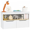 Qaba Bibliotheque Pour Enfants Avec 2 Tiroirs, Etagere De Rangement, Blanc