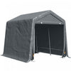Outsunny 9.2' X 7.9' Tente Abri De Stokage Jardin Tente Rangement Garage Carport Abri A Velo Exterieur Patio Portes A Double Fermeture Eclair Cadre Metal Gris Fonce