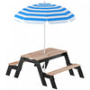Table de Pique-Nique pour Enfants Qaba avec Parasol, Table 3-en-1 en Bois avec Sable et Eau
