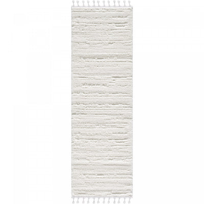 Quinto Cream Waves Shag Area Rug - 2'7" x 8'|Carpette à poil long Quinto crème à motif de vagues - 2 pi 7 po x 8 pi