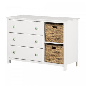 Balka Commode 3 Tiroirs Avec Paniers - Blanc Solide